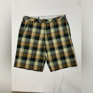 Ashworth Plaid Men's Shorts in Green and Tan